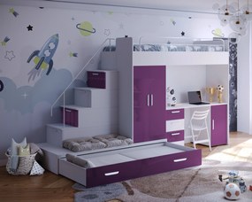 Pat pentru copii Ruby V (Alb + Violet) (cu somieră). 611115