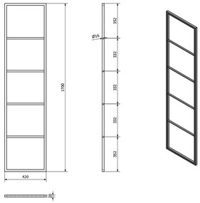 SAPHO Ska551 Ska uscător de prosoape pentrusprijin 42 x 170 x 2 cm, negru mat