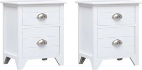 vidaXL Noptieră cu 2 sertare, 2 buc, alb