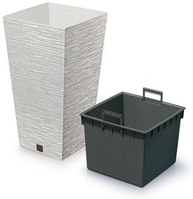 Ghiveci de flori FURU SQUARE ECO WOOD cu inserție39, 5 cm, alb ECO, L