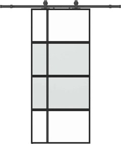 vidaXL Ușă glisantă cu set feronerie neagră 90x205cm sticlă securizată