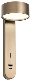 Redo 01-4642 SADES - Aplică de perete LED, 6W, 230V, CRI 90, USB, bronz