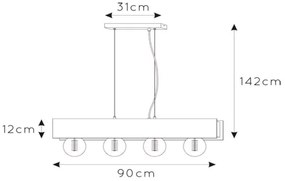 Lustră pe cablu SURTUS 4xE27/60W/230V Lucide 30474/04/30