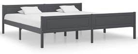 322130 vidaXL Cadru de pat, 200x200 cm, gri, lemn masiv de pin