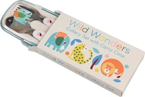 Tacâmuri pentru copii crem din oțel inoxidabil 2 buc. Wild Wonders – Rex London