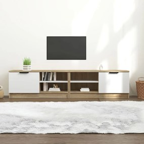 Comoda TV,2 buc.,albstejar Sonoma,80x35x36,5 cm,lemn prelucrat 2, alb si stejar sonoma