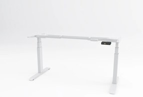 Birou reglabil pe inaltime TerrA7 WHITE - 2 motoare, profil dreptunghiular, culoare cadru Alb (Dimensiune blat: 120x60cm, Culoare blat: Negru 25mm)