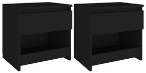 vidaXL Noptiere, 2 buc., negru, 40x30x39 cm, lemn prelucrat