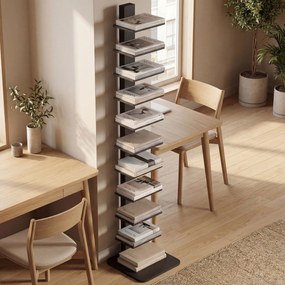 HOMCOM Bibliotecă Verticală înaltă cu 11 Rafturi, Bibliotecă Economisitoare de Spațiu Slim, Raft Industrial pentru Living, Dormitor, Birou, 34.5x41.5x163.5 cm, Negru | Aosom Romania