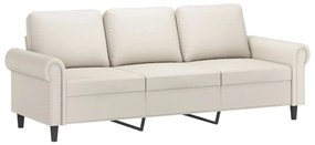 Canapea cu 3 locuri si taburet, crem, 180 cm, piele ecologica Crem, 212 x 77 x 80 cm