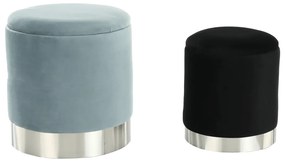 Set doua taburete, gri/crom argintiu si negru/crom argintiu, AIGUL SET