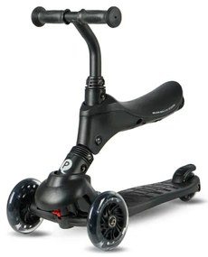 QPlay - Trotinetă pentru copii SEMA PRO 5în1 cu roți LED, neagră