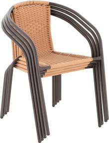 Set balcon grădină, polyrattan, 2 scaune + masă din sticlă