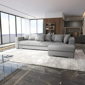 Colțar extensibil dumonde cu ladă de depozitare si sezut confortabil din spuma high-density, Gloria Enjoy Grey II 320x183 cm