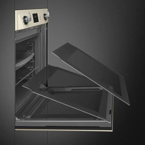 Cuptor incorporabil Smeg SOP6900TP, 3000 W, 68 l, Clasa A, 9 functii si 5 niveluri de gatit, Autocuratare, Timer, 30–280°C, Crem