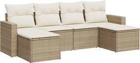 vidaXL Set canapele de grădină cu perne, 6 piese, bej, poliratan