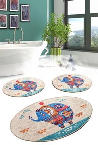 Set 3 covorase de baie Etnic, Chilai, 50x60 cm/60x100 cm, multicolor