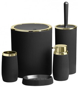 Resigilat: Set accesorii pentru baie Freehome OKY-478-4-S, 5 piese, Negru/Auriu