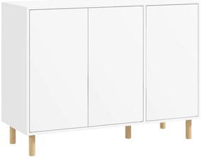 HOMCOM Bufet Modern cu 2 Dulapuri și 3 Rafturi, Mobilier Multifuncțional din Lemn, 107x40x80 cm, Alb | Aosom Romania