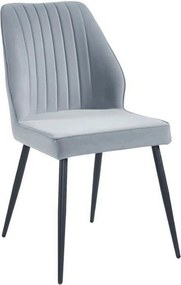 Scaun DEX, gri deschis/negru, stofa catifelata/metal, 61x49x86 cm