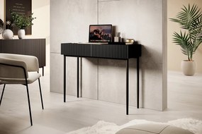 Măsuță de toaletă modernă Nicole 100 cm - negru mat / picioare negre