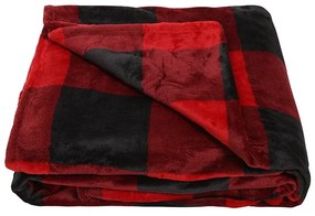 Pătură de familie Carouri roșu-negru, 200 x 300 cm
