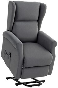 HOMCOM Fotoliu Electric Reclinabil din Material Textil cu Telecomandă și Suport pentru Picioare, 74x94x111 cm, Gri Închis | Aosom Romania