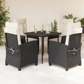 vidaXL Set mobilier de grădină cu perne, 5 piese, negru, poliratan
