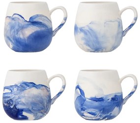 Cești albe/albastre 4 buc. din gresie 250 ml Lyre – Bloomingville