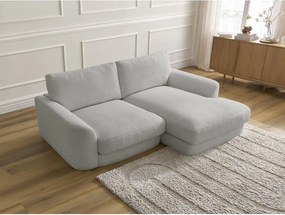 Colțar gri deschis cu tapițerie din țesătură bouclé (cu colț pe partea dreaptă/cu șezlong) Leonore – Bobochic Paris