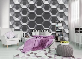 Fototapet - 3D hexagon (254x184 cm)