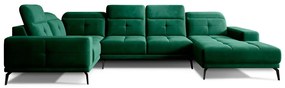 Colțar verde cu tapițerie din catifea (cu colț pe partea stângă/în formă de "U") Neviro – ELTAP