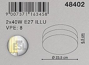 Aplica, Plafonier diametru 24cm Opal 48402 GL