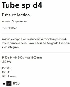 Pendul LED design modern minimalist Tube sp d4 alb