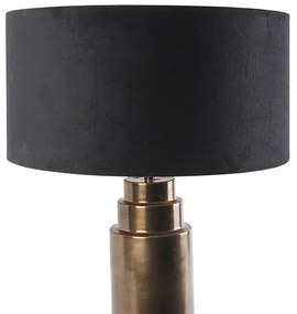 Lampă de masă Art Deco din bronz cu abajur din catifea neagră cu auriu 50 cm - Bruut