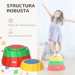 Outsunny Set de 3 Pietre de Sărit Antiderapante și Stivuibile pentru Copii 3-6 Ani, Multicolor | Aosom Romania
