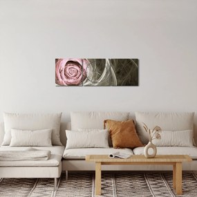 Tablou - Abstract trandafir roz deschis roz (cu ceas) (90x30 cm)