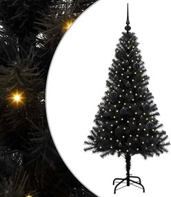 vidaXL Brad de Crăciun cu 150 LED cu suport Negru 150 cm PVC