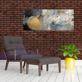 Tablou - Abstracție cu minge de aur (120x50 cm)