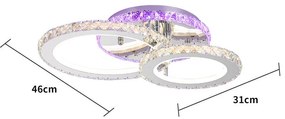 Lustra LED Cu Telecomanda, Elit's Cristal, 2 Cercuri, alb, 70W, RGB