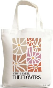 Sacosa de Panza pentru Cumparaturi, Geanta Tote Boho Style 3, 38x34.5 cm, Alba, BEKZ®