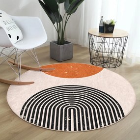 Covor rotund portocaliu-crem lavabil adecvat și pentru aspiratoare robot ø 100 cm Comfort – Mila Home