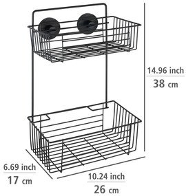 Raft dublu de perete pentru baie Wenko Vacuum-Loc® Pavia, negru