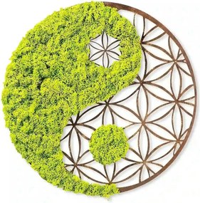Decoratiune perete YIN YANG, verde/maro, 44x1x44 cm