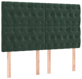 Cadru de pat cu tablie, verde inchis, 160x200 cm, catifea Verde inchis, 160 x 200 cm, Design cu nasturi