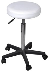 Taburete de birou, 2 buc., alb, 35,5x84 cm, piele ecologică