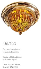 Plafoniera clasica LUX realizata manual Amber 48cm