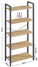 Biblioteca TAYLOR SONOMA 5 rafturi, 153x66cm