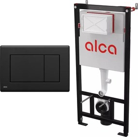 Set rezervor WC cu cadru incastrat Alca AM101/1120 si clapeta de actionare Basic M278 negru mat