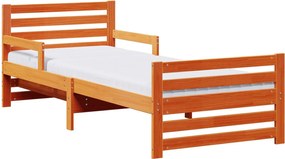 vidaXL Cadru de pat cu saltea Maro 80 x 200 cm Lemn de pin masiv